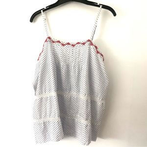 Lucky Brand White & Blue Boho Floral Embroidered  SZ XL